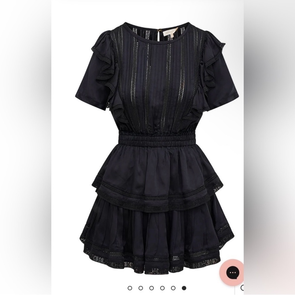 LoveShackFancy Black Ruffle Mini Dress - Picture 4 of 12